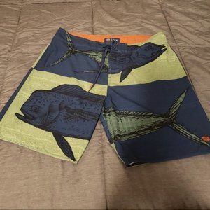 Dynamic Fish Print Swim Trunks by Cova